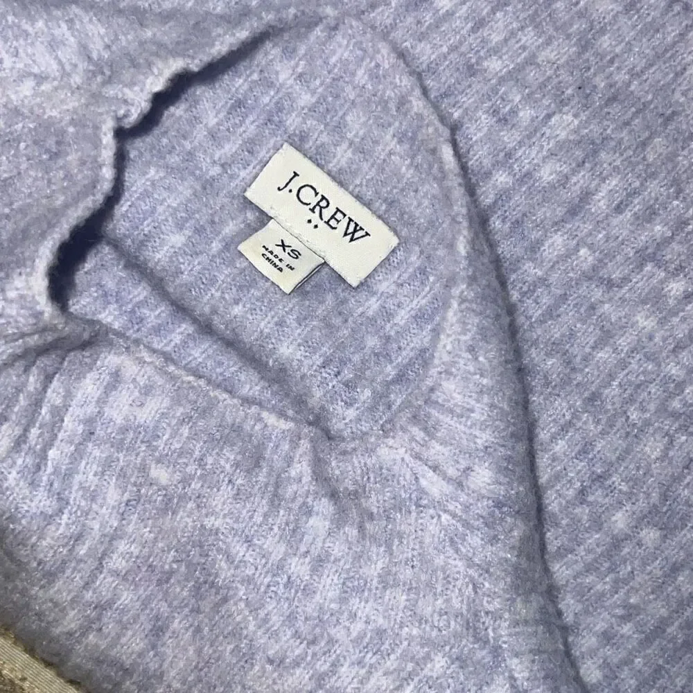 J. Crew Factory Ribbed Mockneck Sweater in Extra-Soft Yarn Lilac Purple sz XS